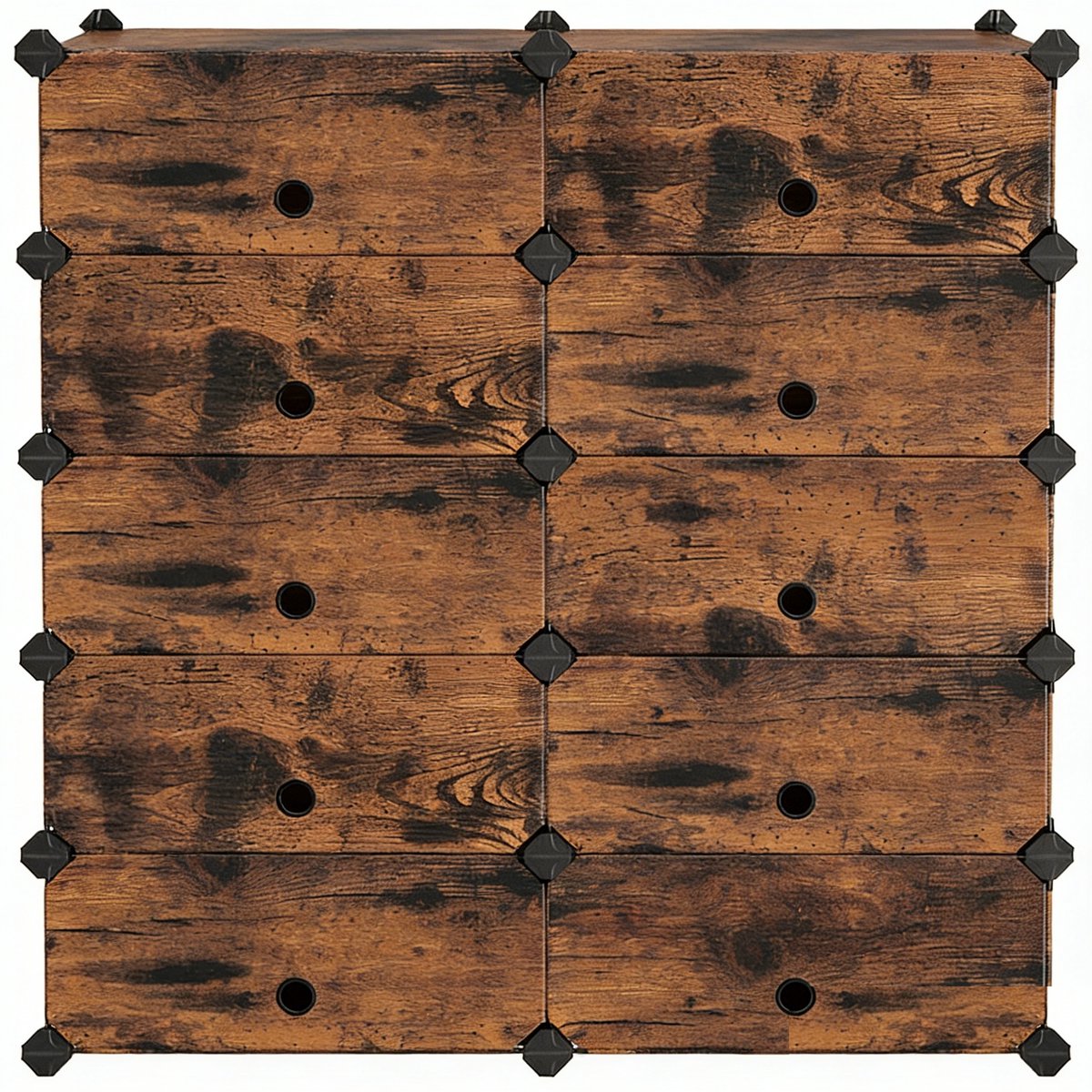 Opbergkast 40x30x17 cm bruin Schoenenkast 10-delige set Opbergorganizer Modulaire stapelbare ontwerp bespaart ruimte Eenvoudig te monteren en schoon te maken Vergrendelbaar ontwerp voor stevige verbinding Geschikt voor woonkamer, gang en slaapkamer (4255839495466)