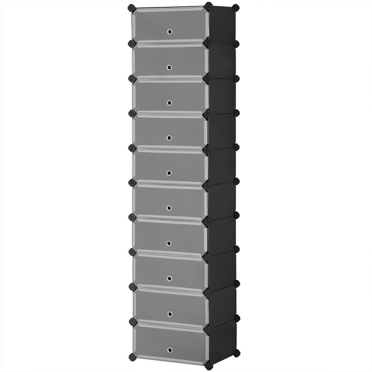 Opbergkast Schoenenkast 10 Delige Set 40 x 30 x 17 cm Zwart Kunststof Voor Woonkamer Gang Slaapkamer Met Modulair Stapelbaar Ontwerp Vergrendelbaar Ruimtebesparend Eenvoudig Te Monteren Schoonmaken (4255890941506)