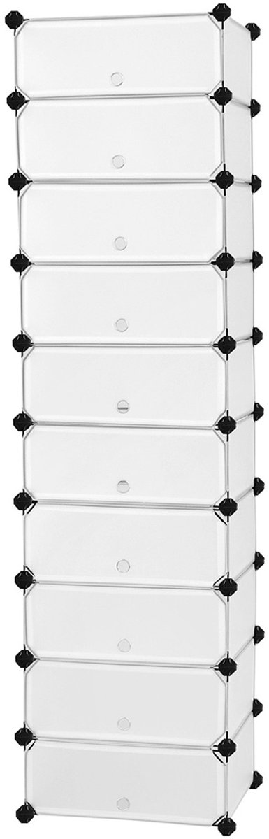 Opbergkast Schoenenkast 40 x 30 x 17 cm Wit 10-delige set Opbergorganizer Modulaire stapelbare ontwerp bespaart ruimte Eenvoudig te monteren en schoon te maken Vergrendelbaar ontwerp voor stevige verbinding Geschikt voor woonkamer, gang en slaapkamer (4255890949489)