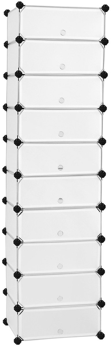 Opbergkast Schoenenopbergoplossing 10 Delige Set 40x30x17 Cm Wit Modulair Stapelbaar Vergrendelbaar Eenvoudig Te Monteren Ruimtebesparend Woonkamer Hal Slaapkamer (4255890931156)