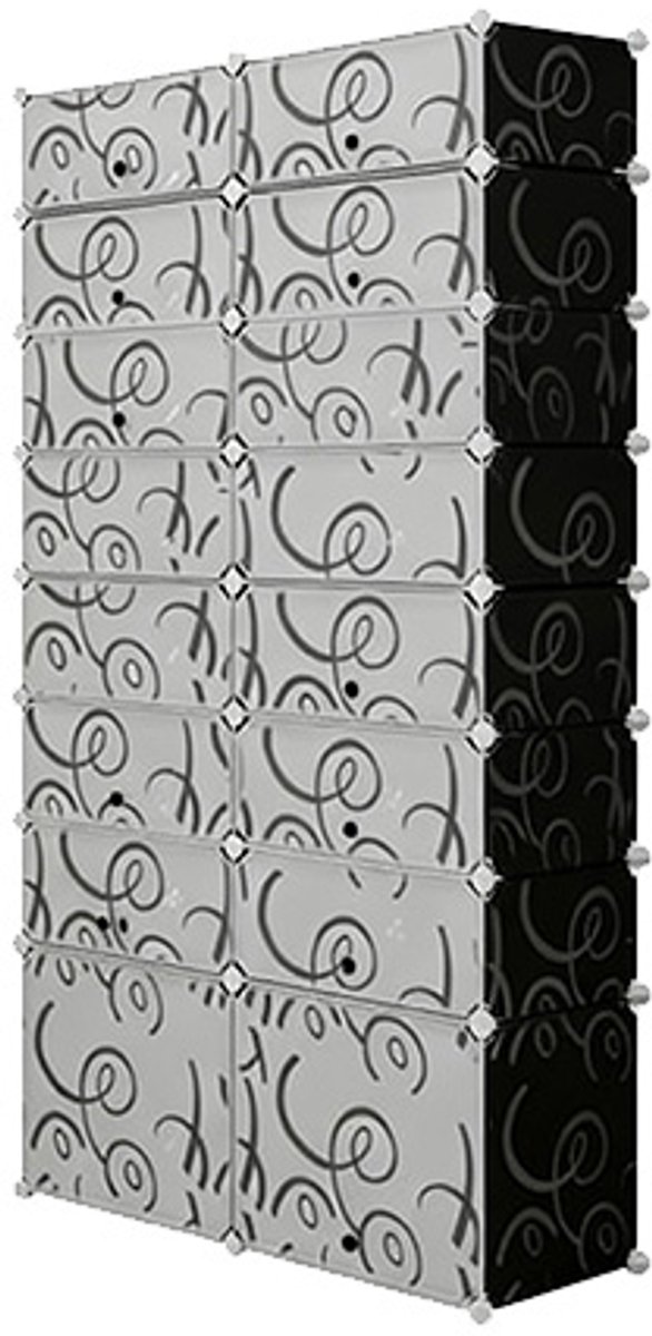 Opslagrek, Schoenenrek, Boekenrek, Kledingkast, Opslagkast, Multifunctioneel, Geschikt voor Woonkamer, Slaapkamer, 95×37×160 cm, Zwart, Staal (4255901412537)