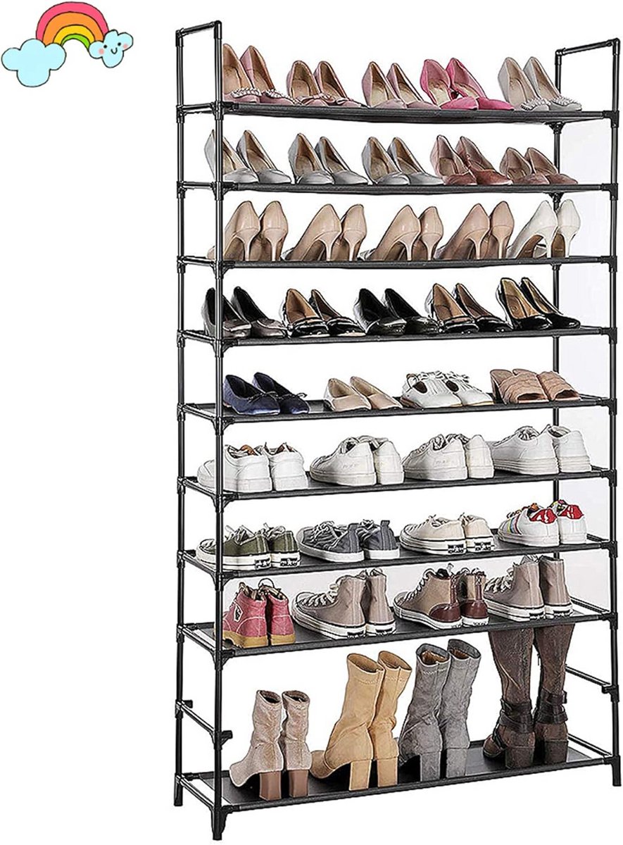 Opvouwbare Schoenenkast met 10 Lagen en Verplaatsbaar Stofrek (9101059644984)