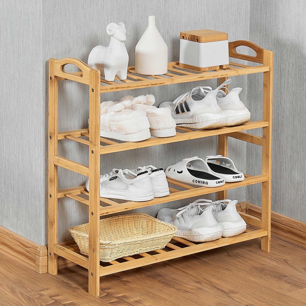 Rekje Celie - 68x25x68cm - bamboehout - Emob Exclusive - Schoenenrek - Bruin - Hout (6096029046017)