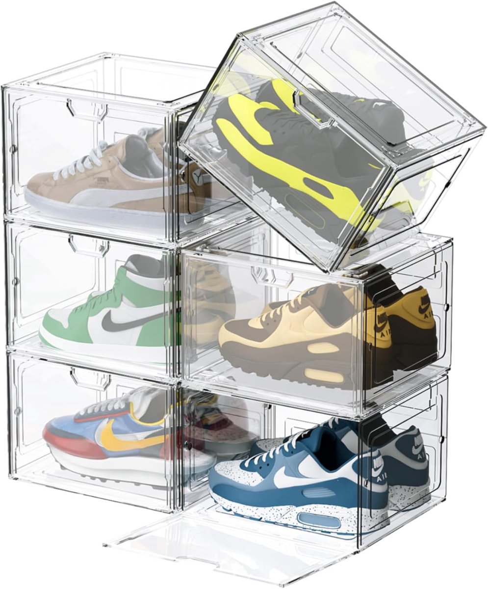 Schoenen Opbergsysteem Transparante Stapelbare Schoenendozen voor Sneakers en Trainers tot Maat 46 (4803357262000)