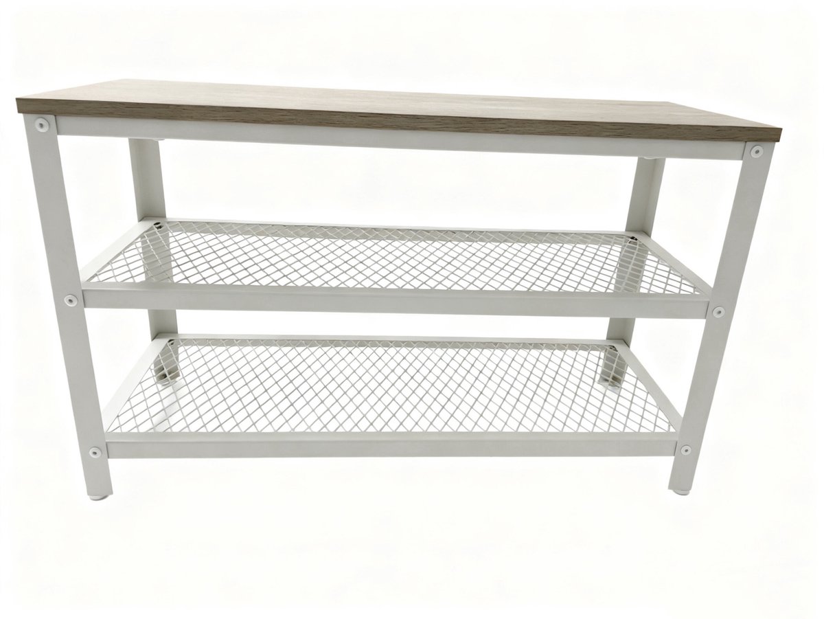 Schoenenbank - lichtbruin-wit - 100x45x30 cm - met opbergruimte (4052025845360)