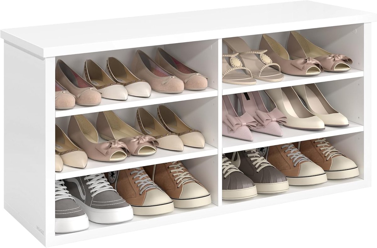 Schoenenbank met opbergruimte - zitbank met 6 vakken en verstelbare planken, ideaal voor woonkamer en hal, 29,5 x 100 x 50 cm, honingbruin (5487571667194)