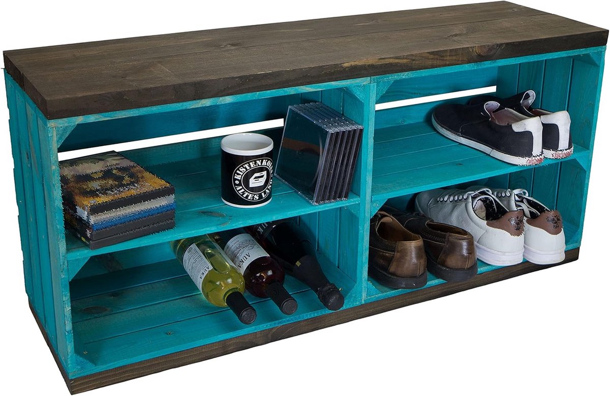 Schoenenbank van fruitkisten - Schoenenkast met bankschuiflade - Schoenenbank Hal (9101061255864)