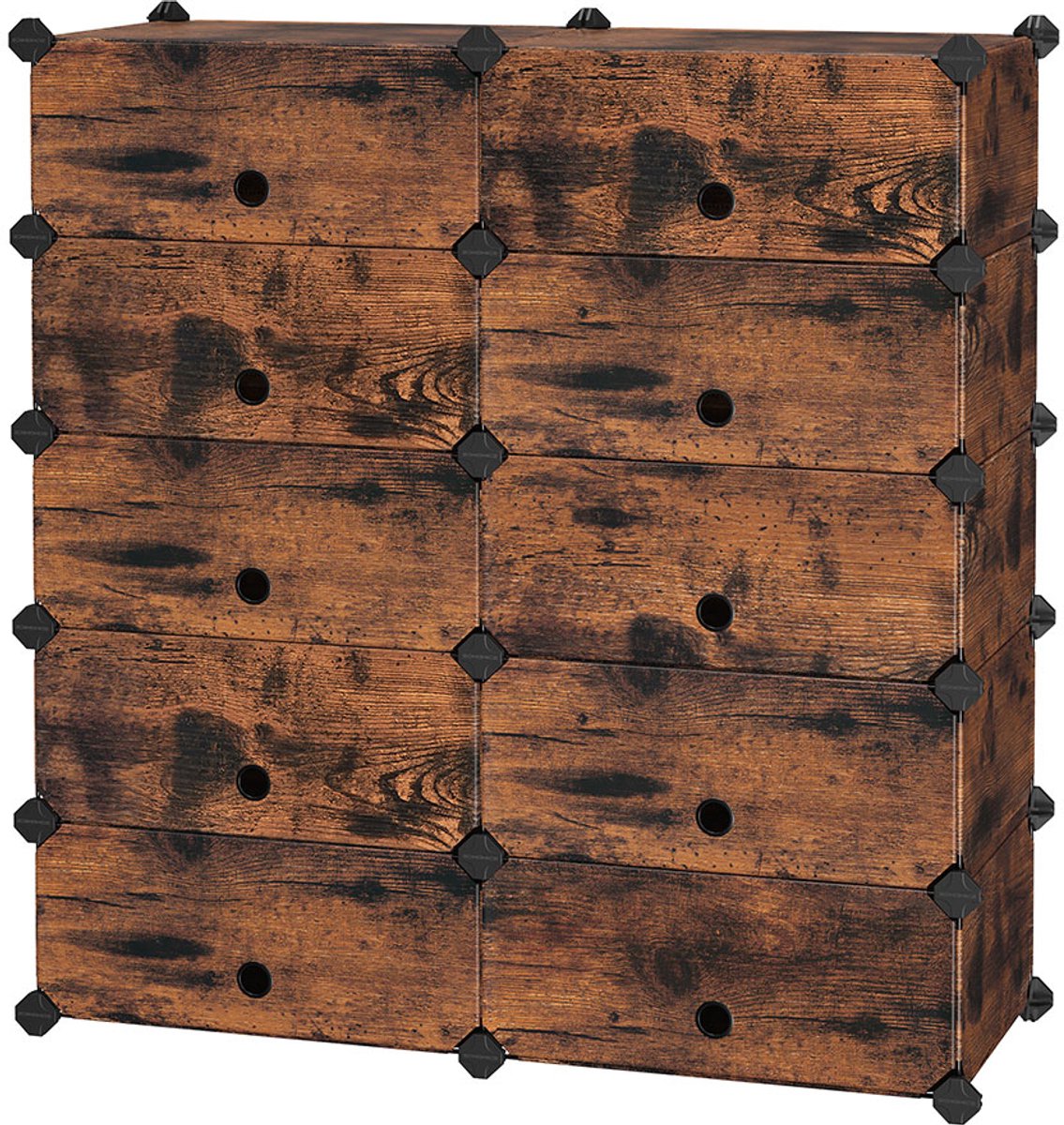 Schoenenkast 10 Delig 40x30x17 Cm Bruin Natuur Hout Modulair Stapelbaar Eenvoudig Te Monteren En Schoon Te Maken Met Vergrendelbaar Ontwerp Ruimtebesparend Opbergsysteem Voor Woonkamer Gang Slaapkamer (4255890925940)