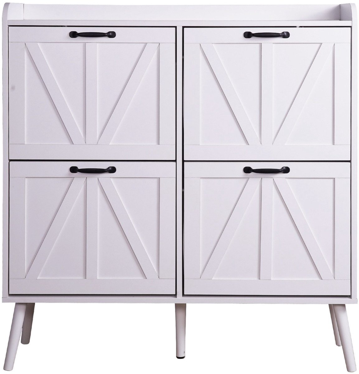 Schoenenkast 100×24×103 cm Wit Opbergkast Smalle Kast Met Barn Schuifdeur Vier Lagen Scandinavisch Landelijk Design (4255839499464)