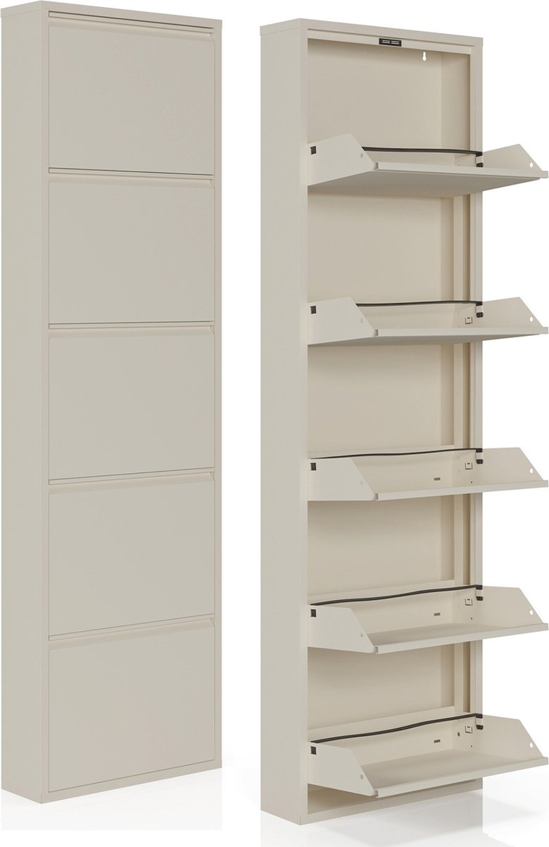 Schoenenkast Bodi 5-vaks Soft Beige (set van 2) (8720061059596)