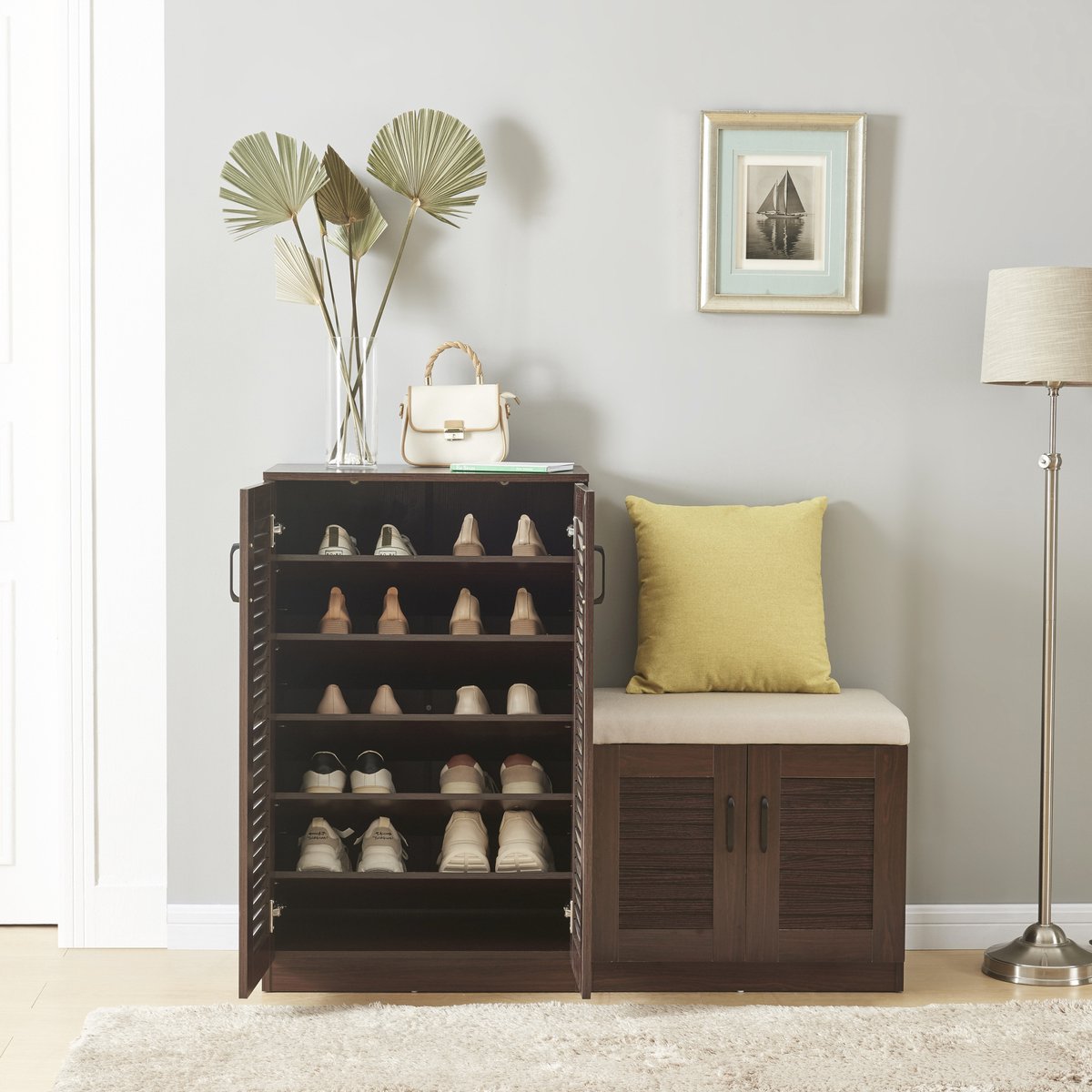 Schoenenkast Løten 97x120x36 cm wengé [en.casa] (4059438849114)