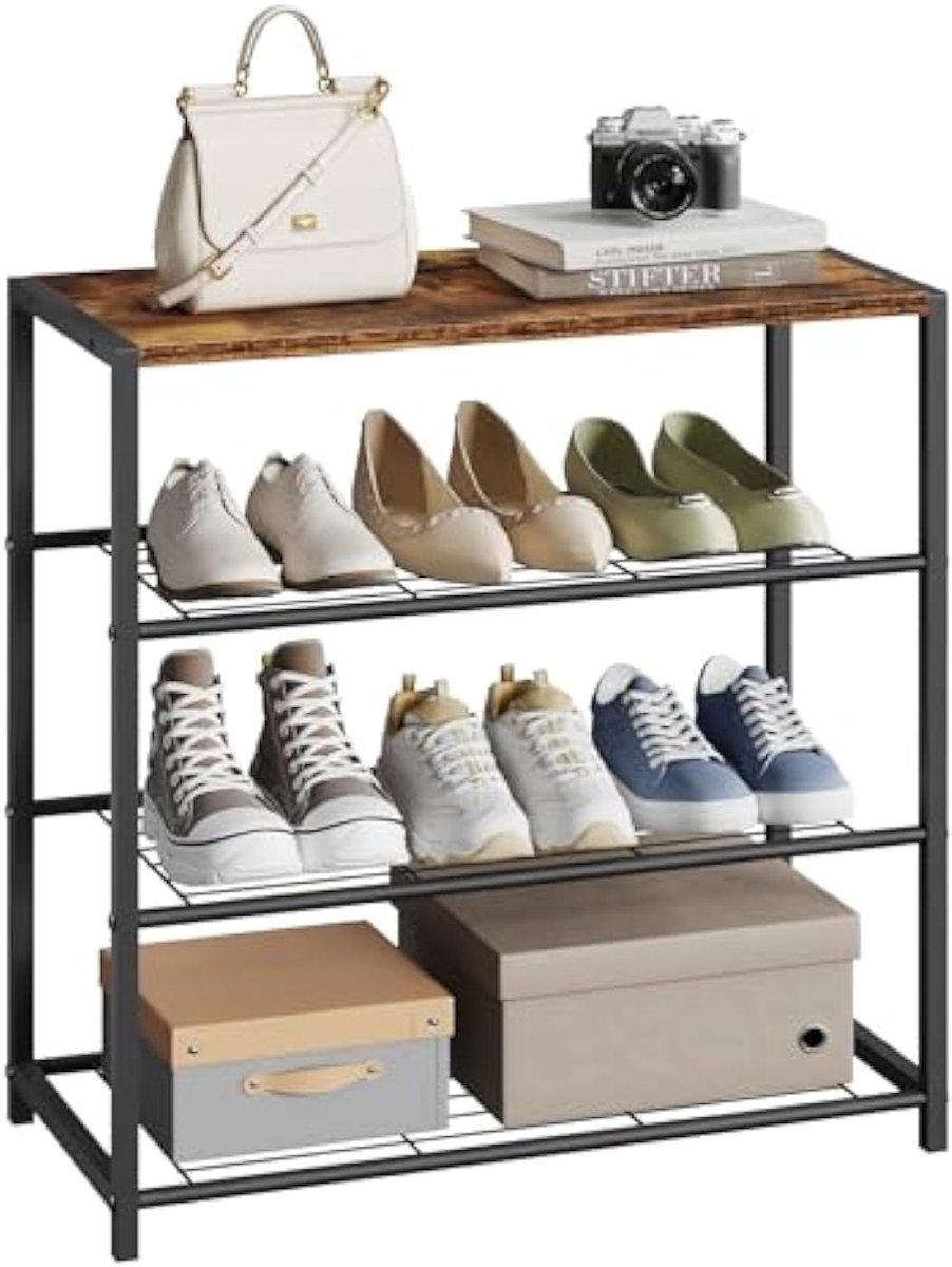 Schoenenkast Met 3 Laags Rek - Opbergkast Spaanplaat/Metaal - Voor Hal, Badkamer En Keuken 63 × 30 × 63 Cm (5487571813065)