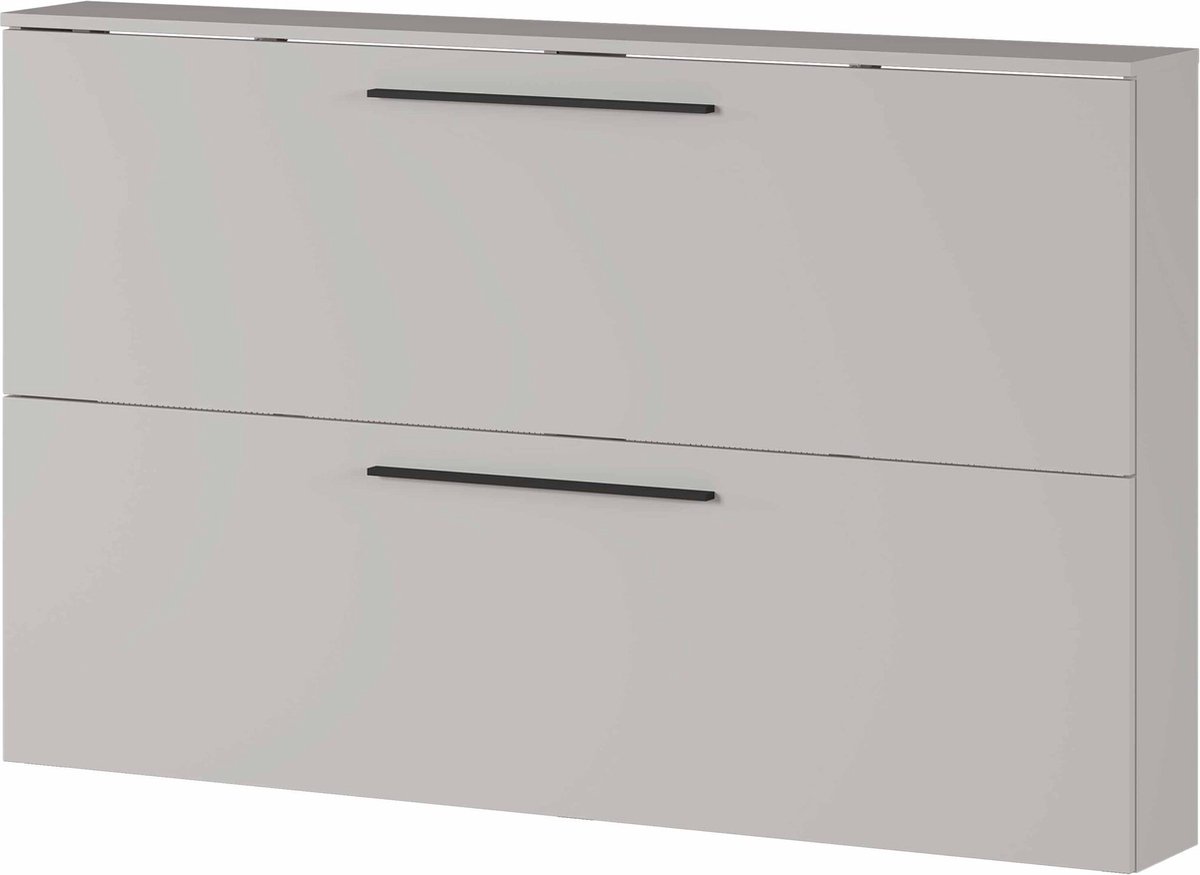 Schoenenkast Nicole Lichtgrijs - 12 paar schoenen - Breedte 140 cm - Hoogte 85 cm - Diepte 19 cm - Met kleppen (6097129450414)