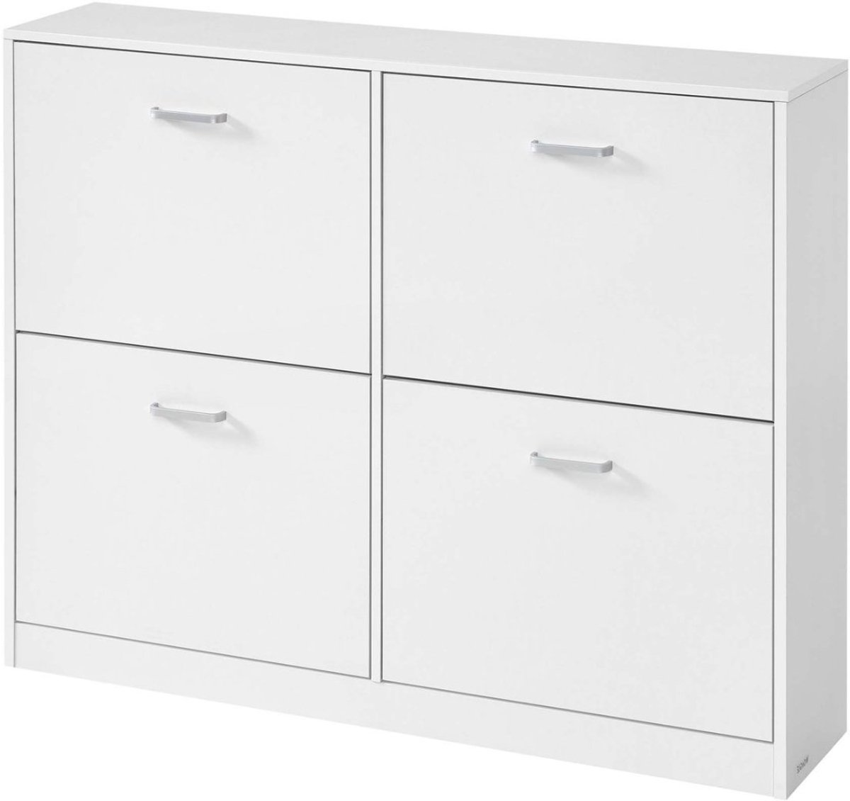 Schoenenkast Opbergkast Bijzetkast 24 x 105,5 x 82,7 cm Wit Houten Frame Voor Hal Entree Slaapkamer Met 4 Verstelbare Dubbeldeks Kantelvakken 16-28 Paren Schoenen Stevig Duurzaam (4255890940905)