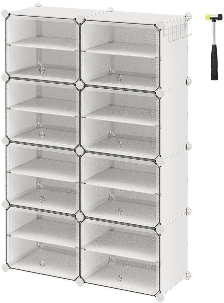 Schoenenkast Opbergmodule 10 Delig 30x40x32 Cm Wit Modulair Stapelbaar Transparant Deksel Hal Slaapkamer Garderobe Ingang (4255890933372)
