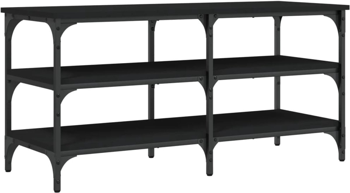 Schoenenkast | Schoenenbank 100x38,5x49 cm bewerkt hout zwart (6932537459164)