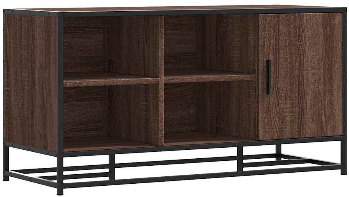 Schoenenkast | Schoenenbank 100x40x53,5 cm bewerkt hout en metaal bruin eiken (6932537459171)