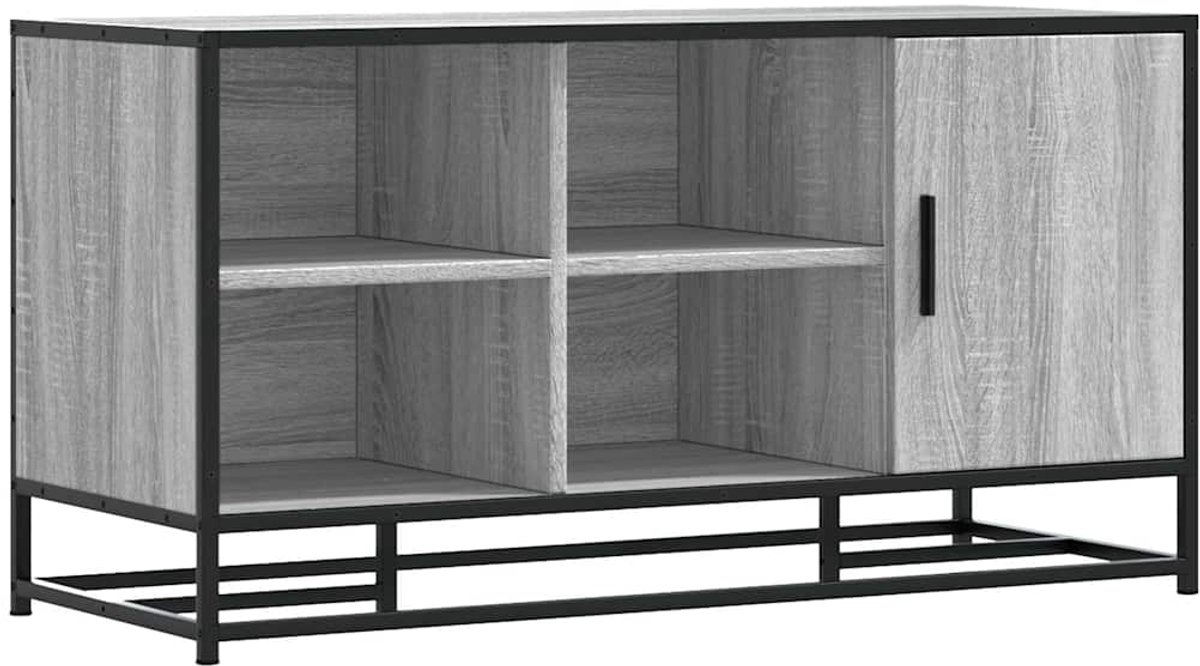 Schoenenkast | Schoenenbank 100x40x53,5 cm bewerkt hout en metaal grijs sonoma (6932537459188)