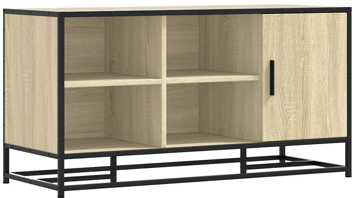 Schoenenkast | Schoenenbank 100x40x53,5 cm bewerkt hout en metaal sonoma eiken (6932537459195)