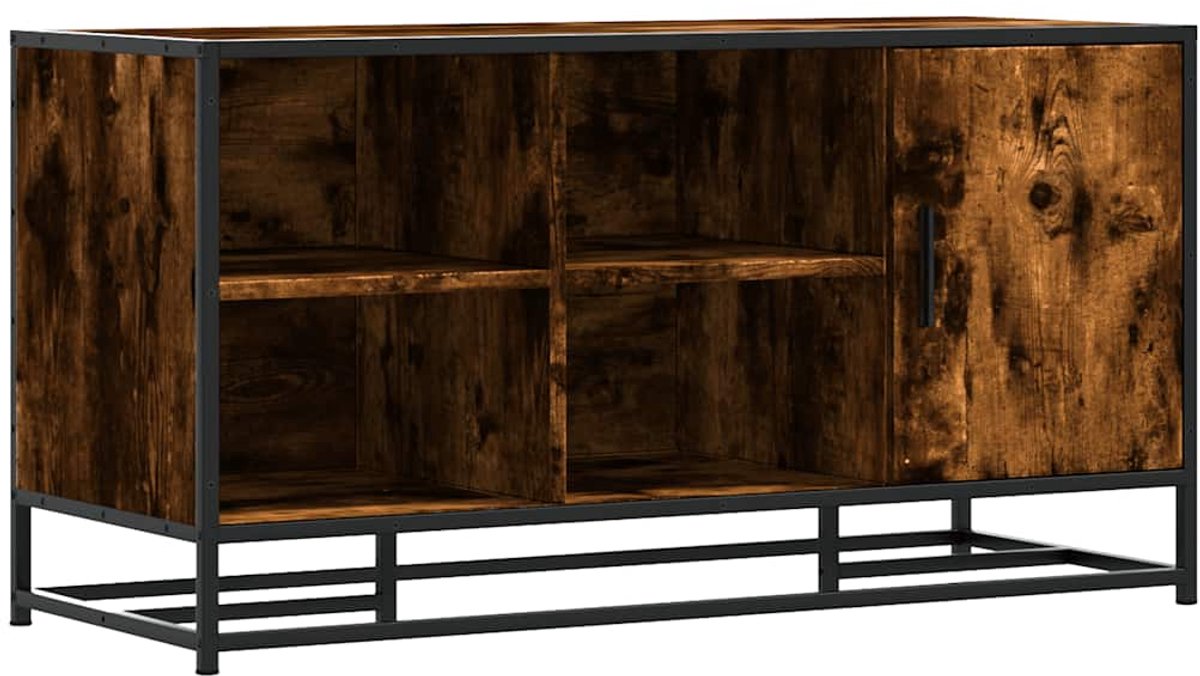 Schoenenkast | Schoenenbank 100x40x53,5cm bewerkt hout en metaal gerookt eiken (6932537459218)