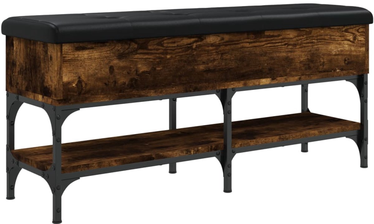 Schoenenkast | Schoenenbank 102x32x45 cm bewerkt hout gerookt eikenkleurig (6932537459232)