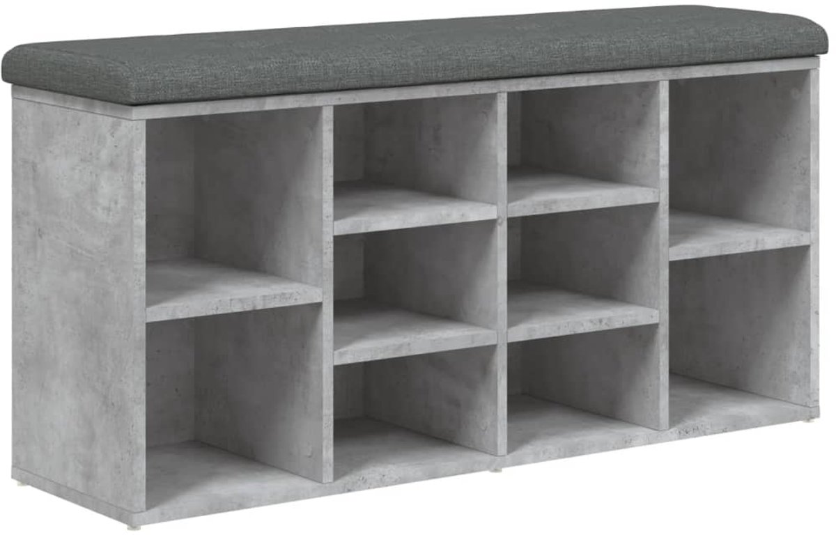 Schoenenkast | Schoenenbank 102x32x50 cm bewerkt hout betongrijs (6932537459270)