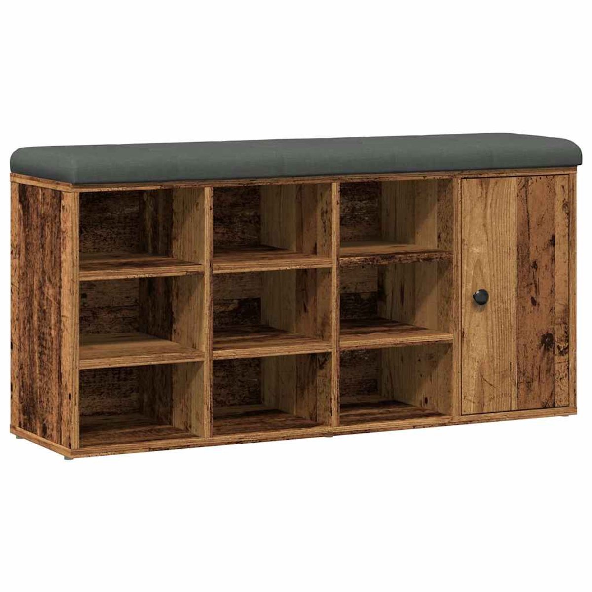 Schoenenkast | Schoenenbank 102x32x50 cm bewerkt hout oud houtkleurig (6932537459324)