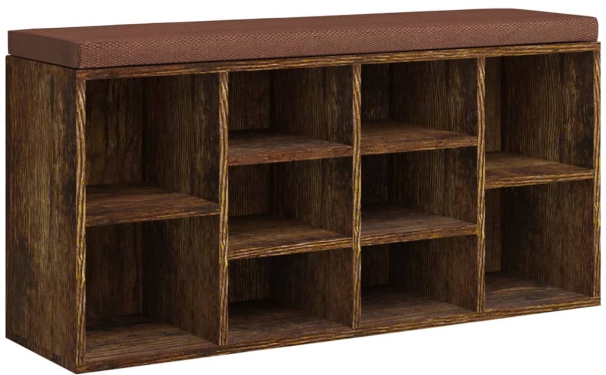 Schoenenkast | Schoenenbank 103x30x48 cm bewerkt hout gerookt eikenkleurig (6932537459478)