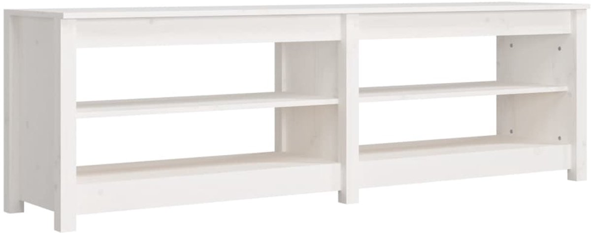 Schoenenkast | Schoenenbank 160x36,5x50 cm massief grenenhout wit (6932537459508)