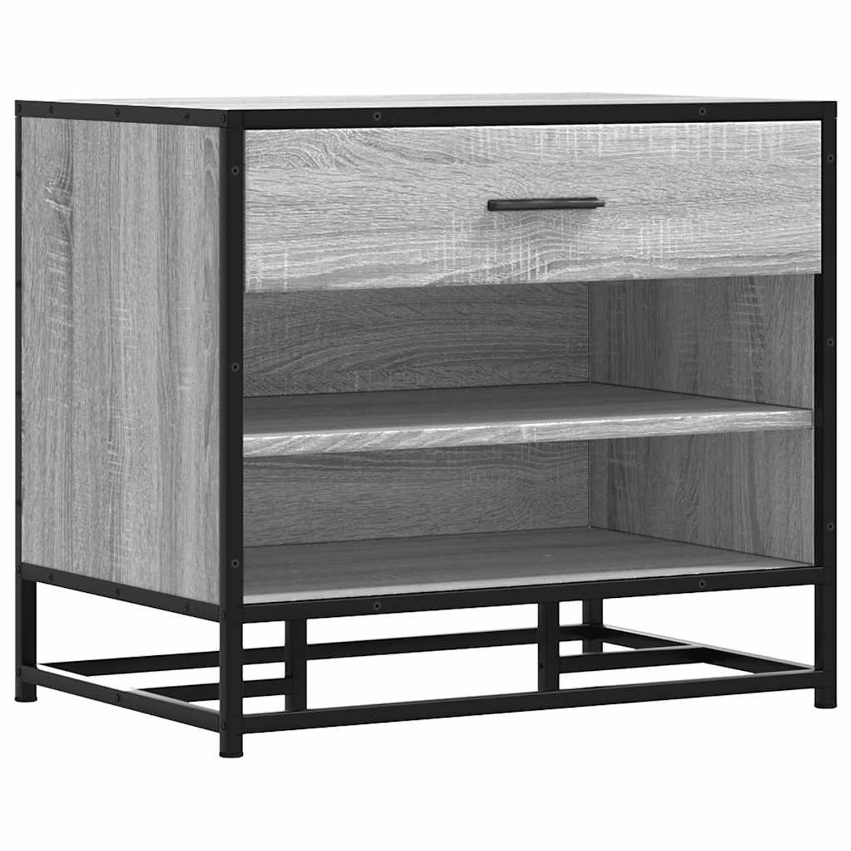 Schoenenkast | Schoenenbank 60x40x53,5 cm bewerkt hout en metaal grijs sonoma (6932537459577)