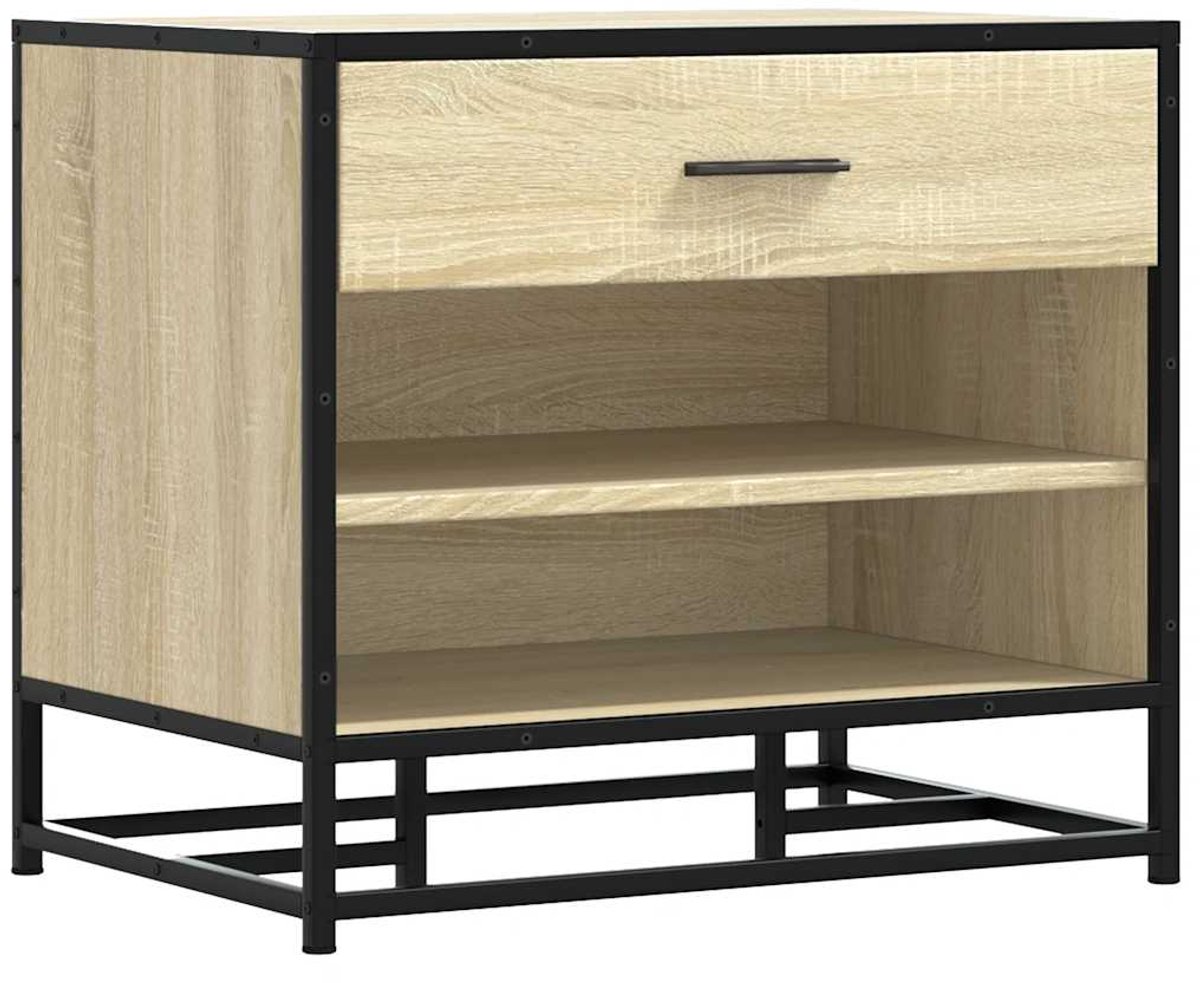 Schoenenkast | Schoenenbank 60x40x53,5 cm bewerkt hout en metaal sonoma eiken (6932537459584)
