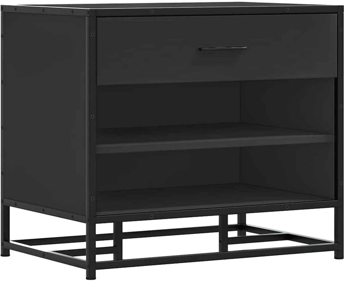 Schoenenkast | Schoenenbank 60x40x53,5 cm bewerkt hout en metaal zwart (6932537459591)