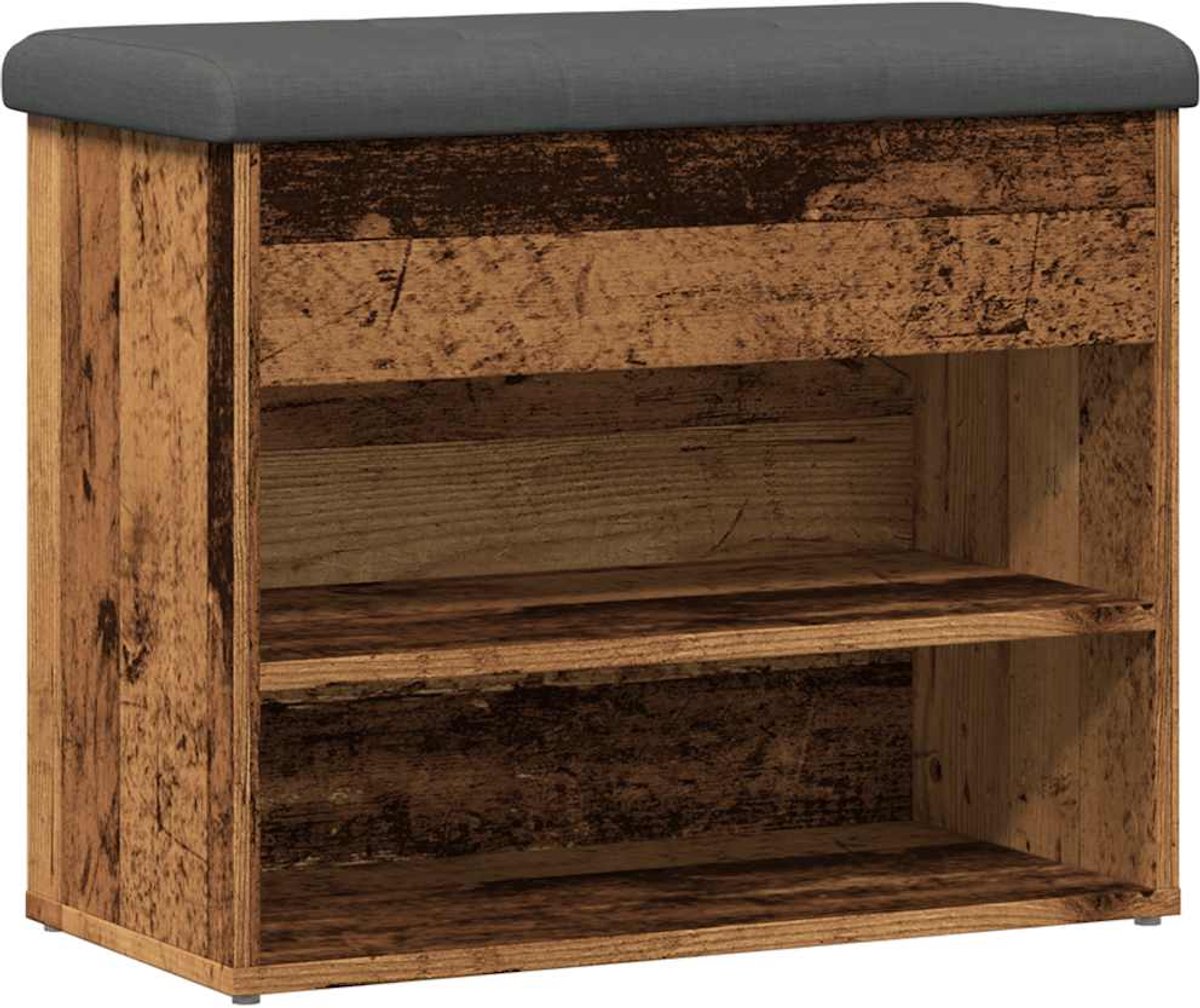 Schoenenkast | Schoenenbank 62x32x50 cm bewerkt hout oud houtkleurig (6932537459607)