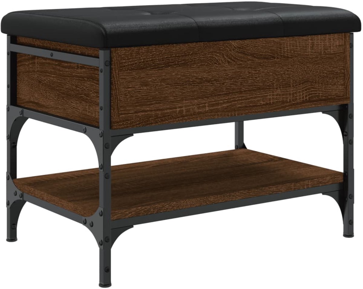 Schoenenkast | Schoenenbank 62x42x45 cm bewerkt hout bruin eikenkleur (6932537459614)