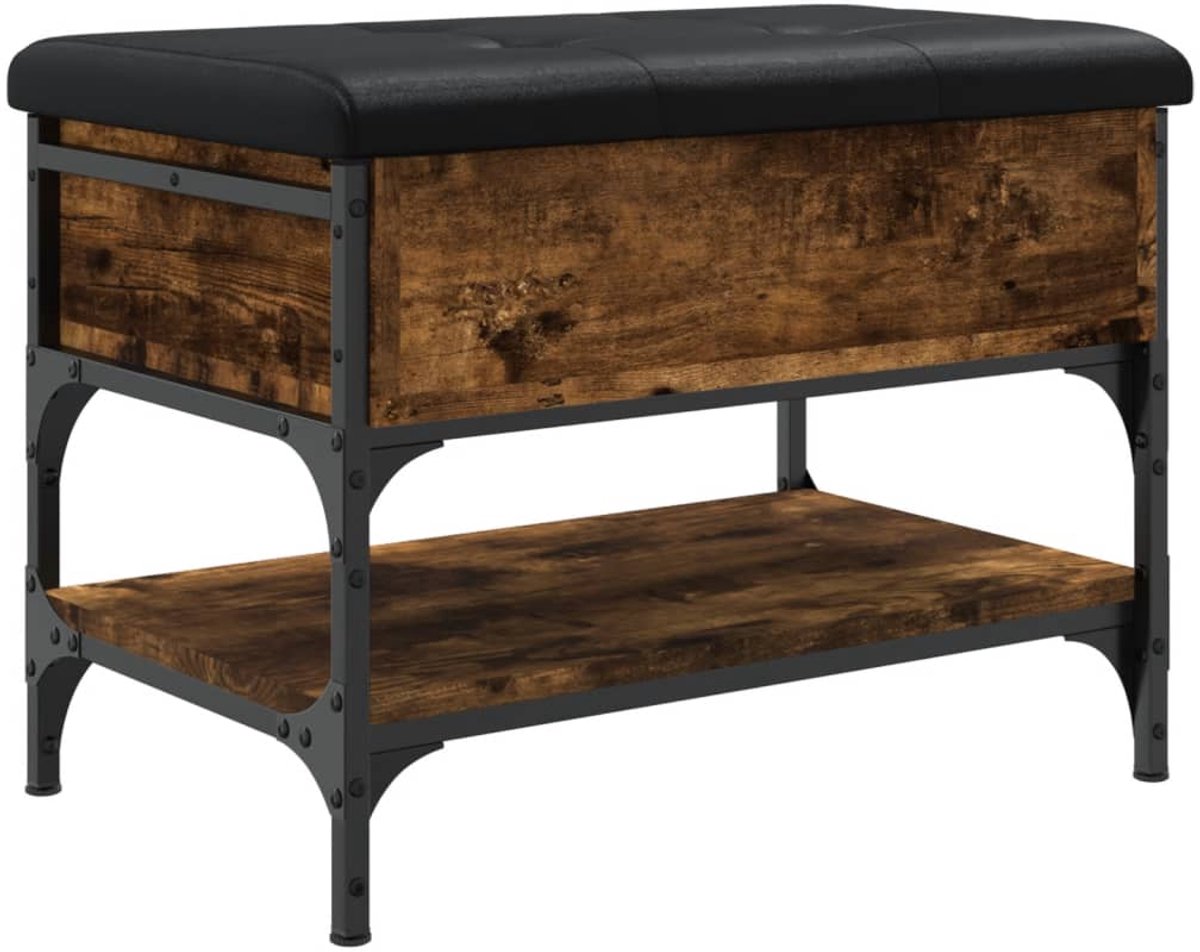 Schoenenkast | Schoenenbank 62x42x45 cm bewerkt hout gerookt eikenkleurig (6932537459621)