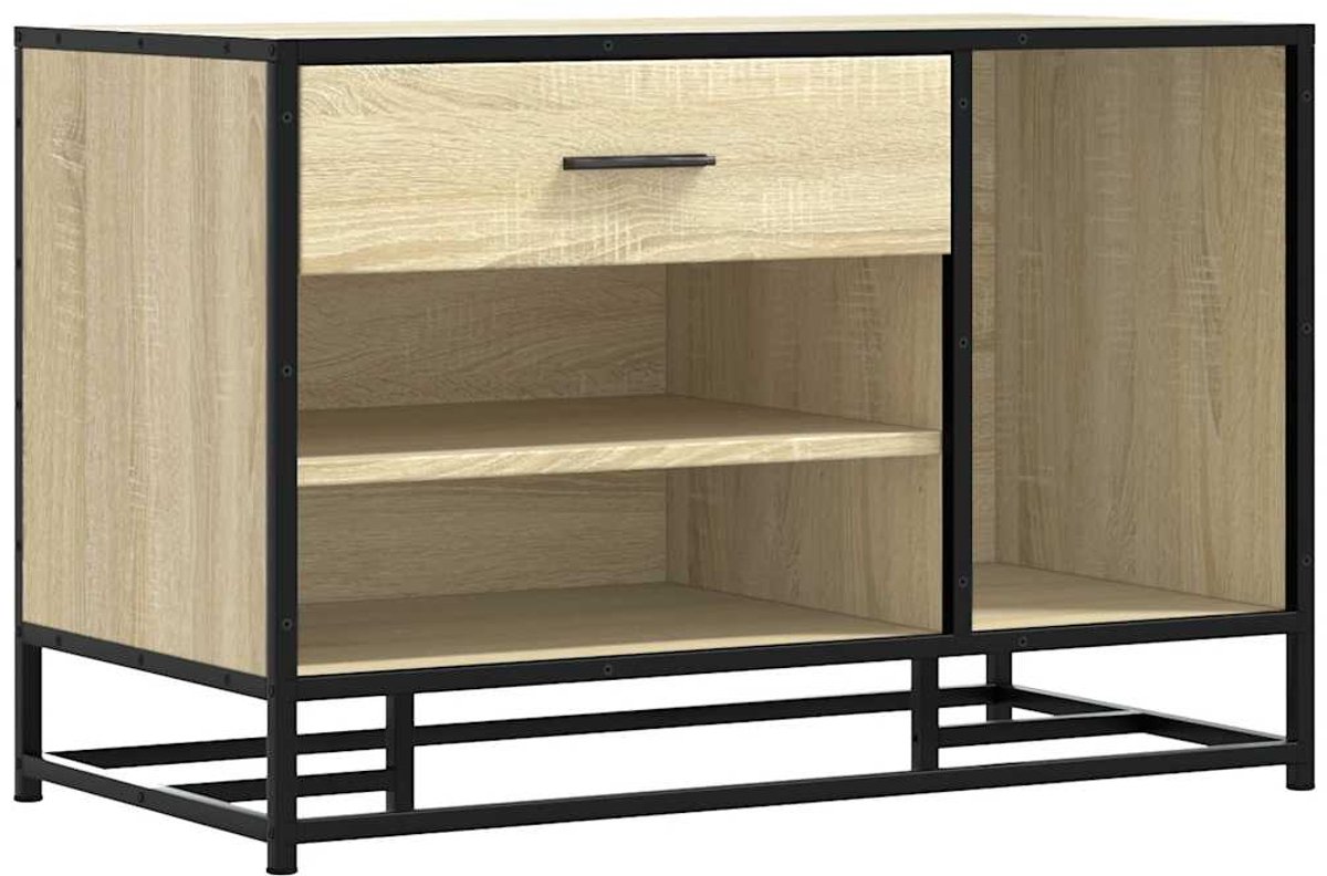 Schoenenkast | Schoenenbank 80x40x53,5 cm bewerkt hout en metaal sonoma eiken (6932537459690)