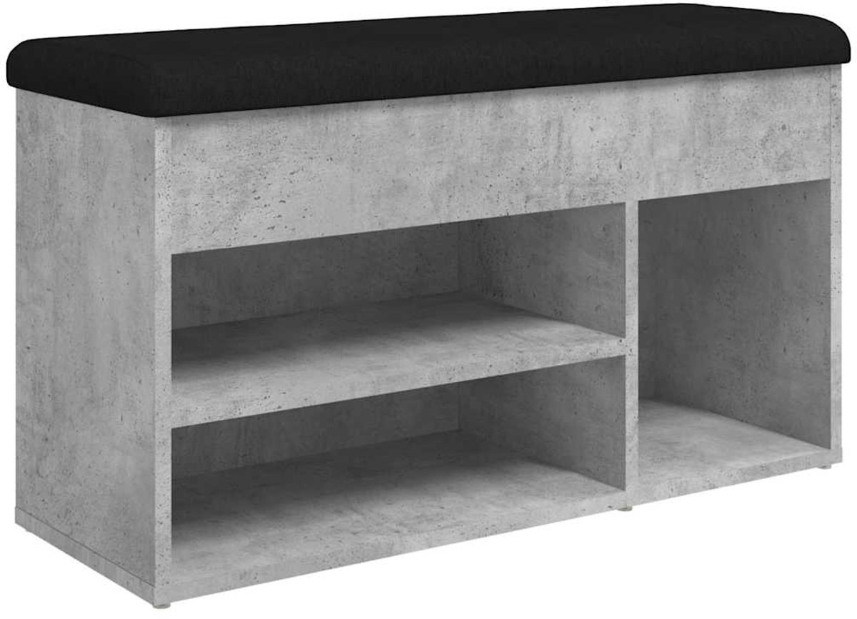 Schoenenkast | Schoenenbank 82x32x45,5 cm bewerkt hout betongrijs (6932537459720)