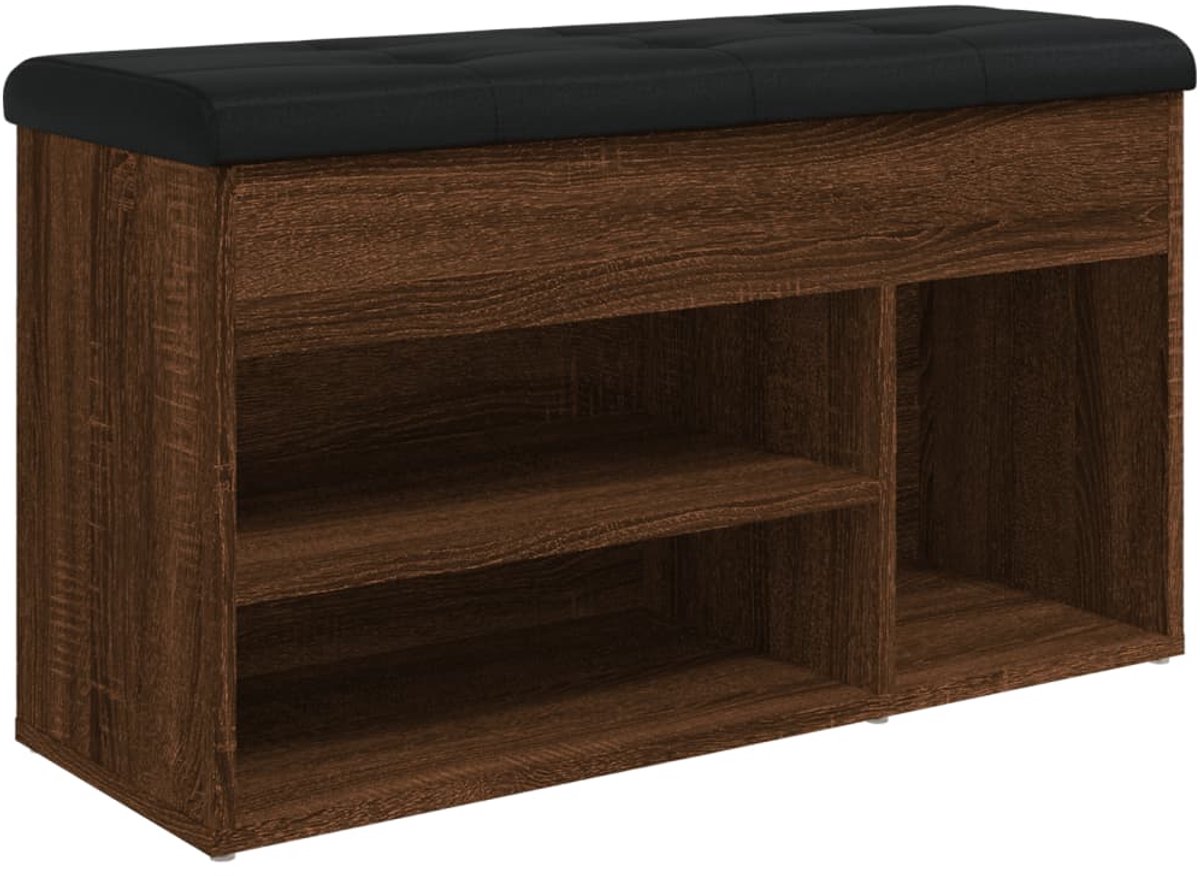 Schoenenkast | Schoenenbank 82x32x45,5 cm bewerkt hout bruin eikenkleur (6932537459737)