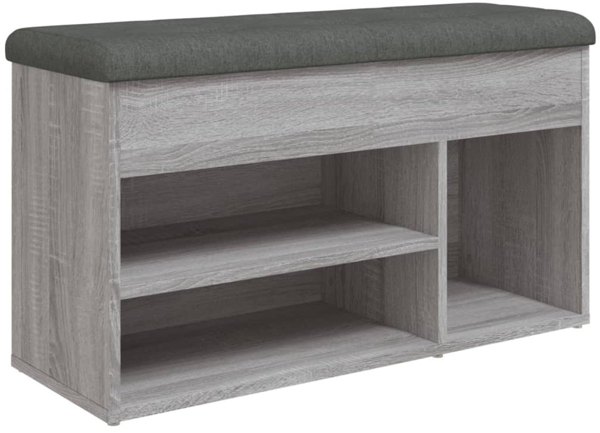 Schoenenkast | Schoenenbank 82x32x45,5 cm bewerkt hout grijs sonoma (6932537459751)