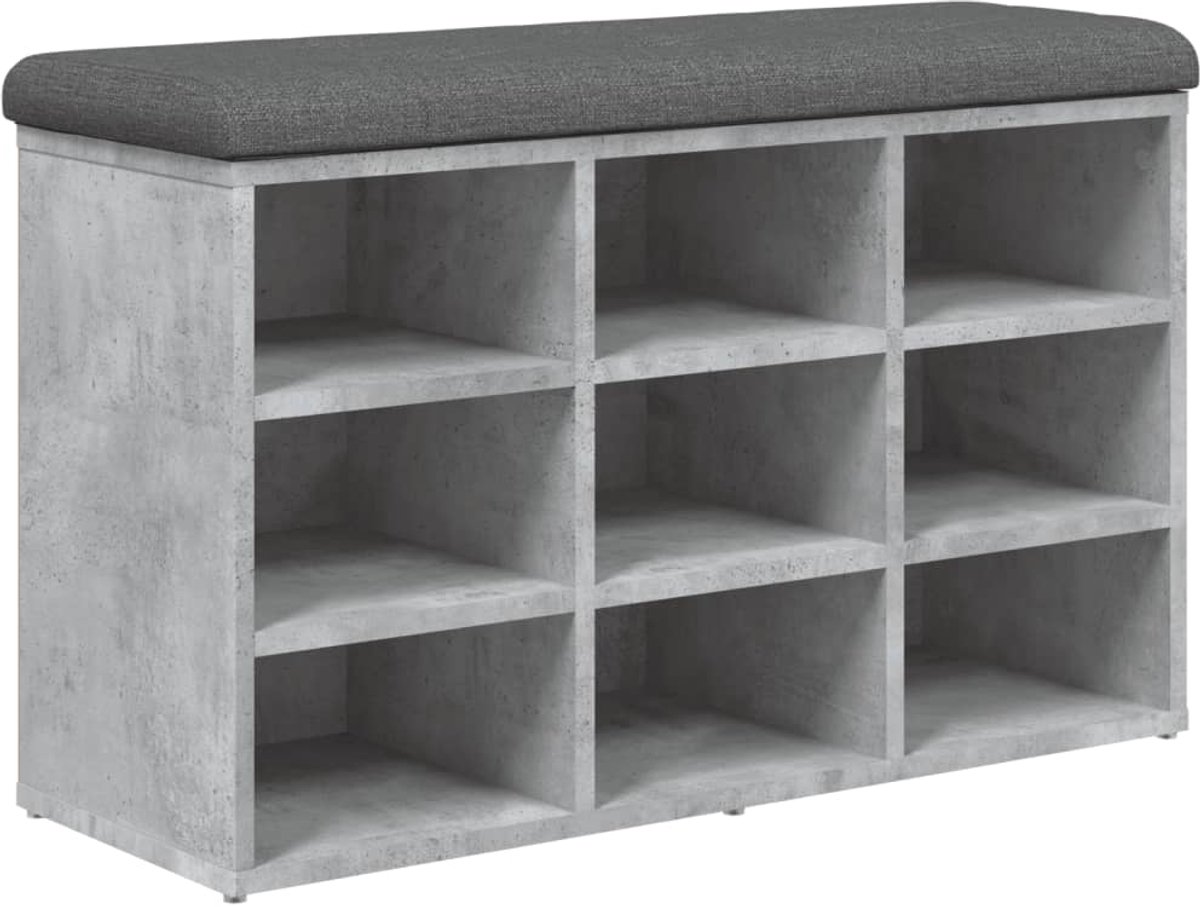 Schoenenkast | Schoenenbank 82x32x50 cm bewerkt hout betongrijs (6932537459829)