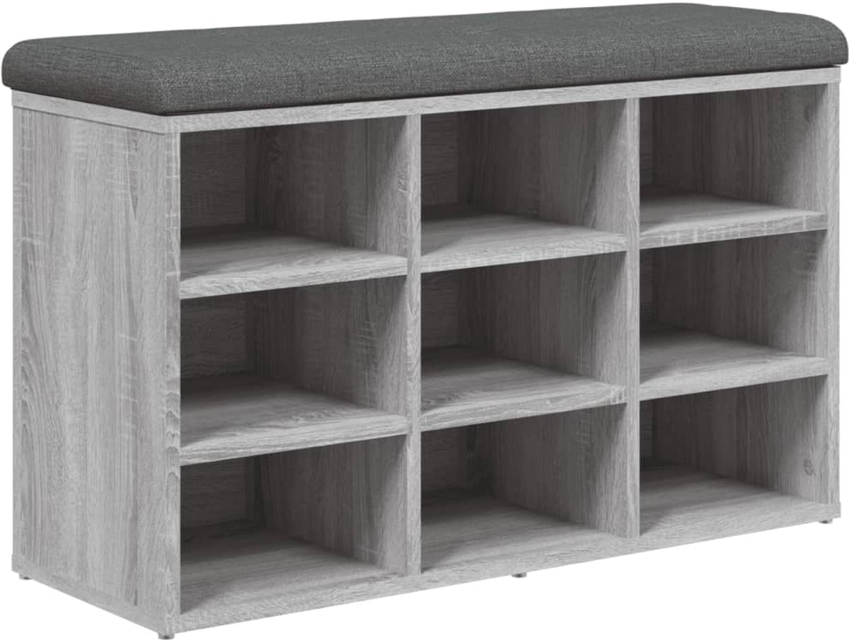 Schoenenkast | Schoenenbank 82x32x50 cm bewerkt hout grijs sonoma eikenkleurig (6932537459850)