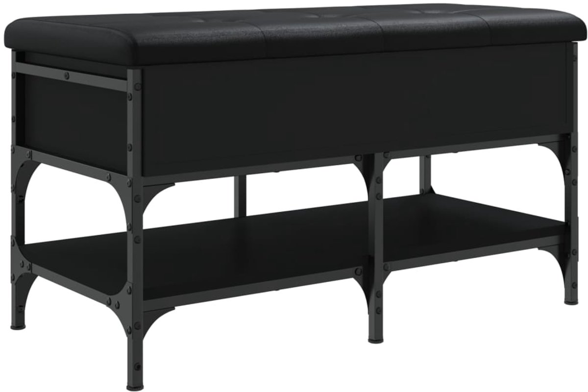 Schoenenkast | Schoenenbank 82x42x45 cm bewerkt hout zwart (6932537459911)
