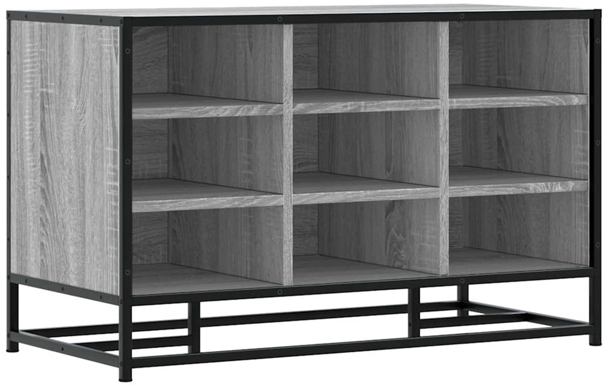 Schoenenkast | Schoenenbank 84x40x53,5 cm bewerkt hout en metaal grijs sonoma (6932537459942)