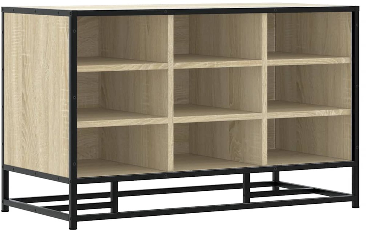 Schoenenkast | Schoenenbank 84x40x53,5 cm bewerkt hout en metaal sonoma eiken (6932537459959)