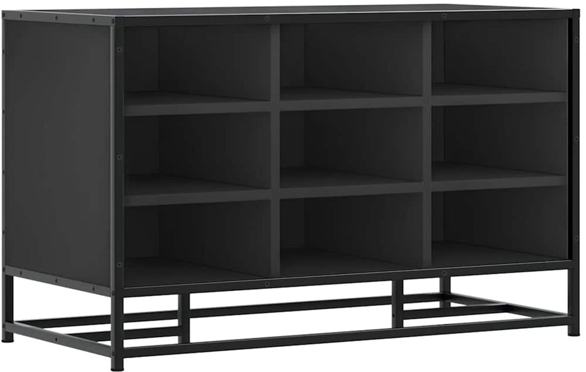 Schoenenkast | Schoenenbank 84x40x53,5 cm bewerkt hout en metaal zwart (6932537459966)