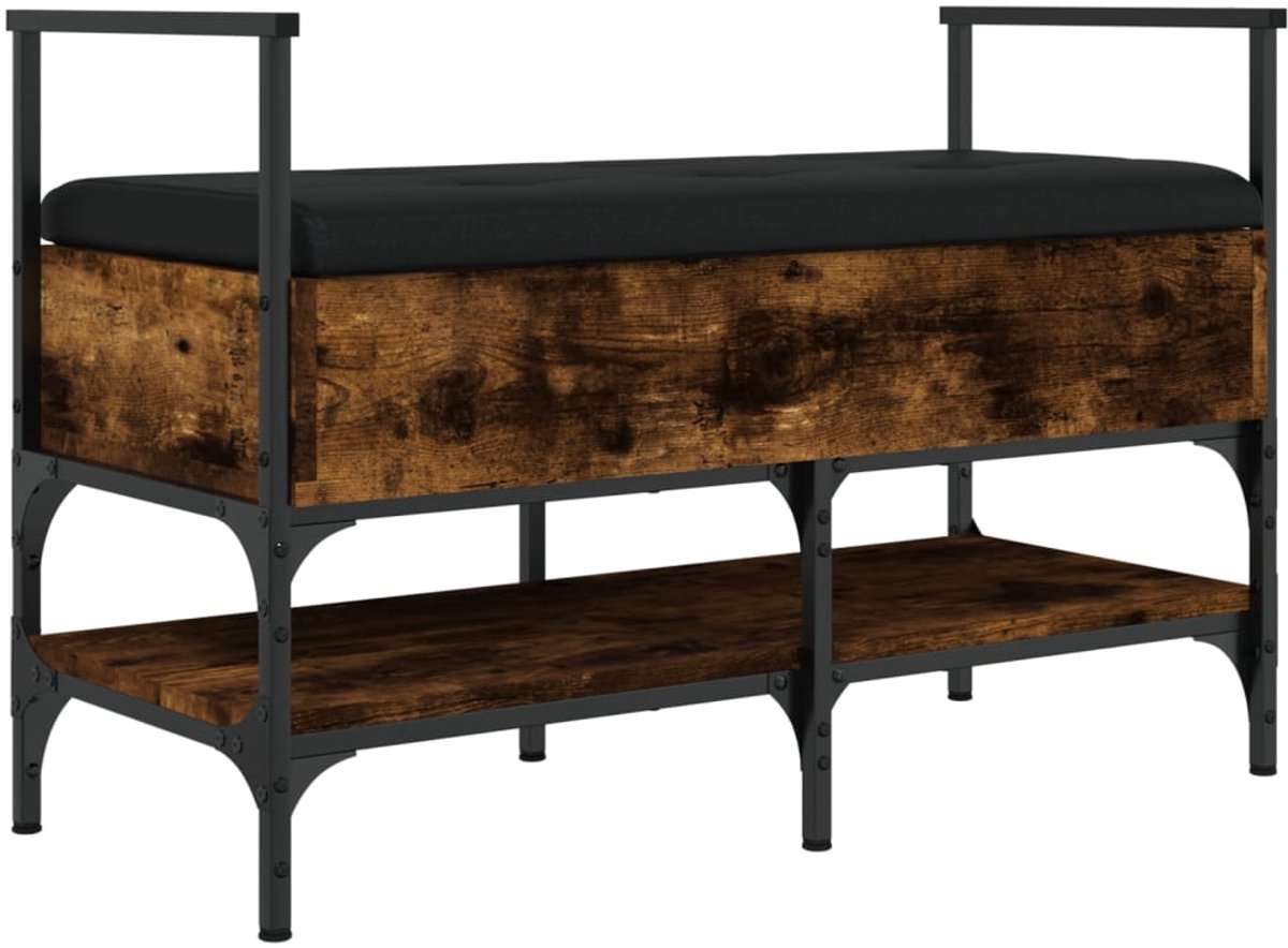 Schoenenkast | Schoenenbank 85,5x42x57,5 cm bewerkt hout gerookt eikenkleurig (6932537459997)