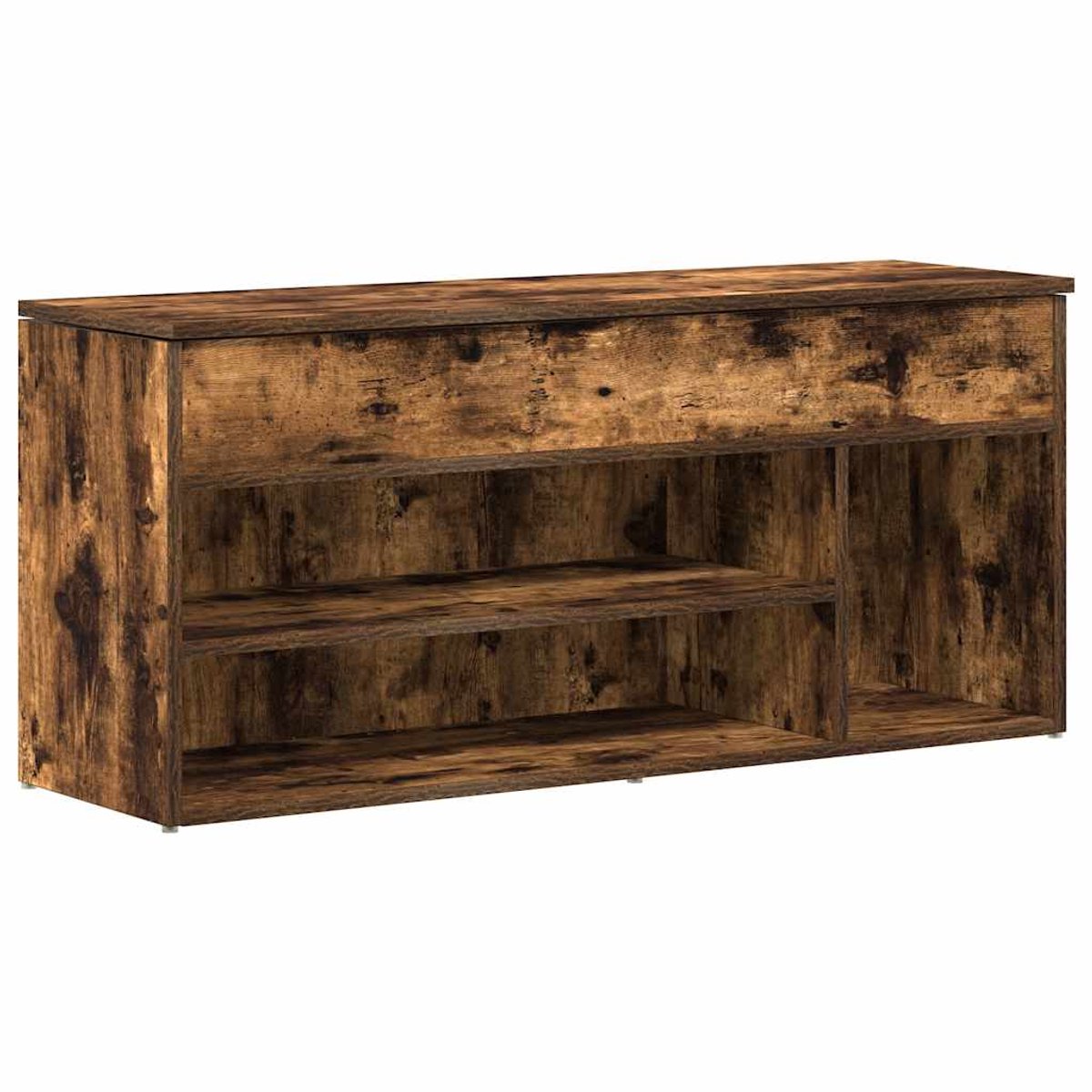 Schoenenkast | Schoenenbank | Schoenenrek 102x30,5x45 cm bewerkt hout gerookt eikenkleurig (6248446696027)