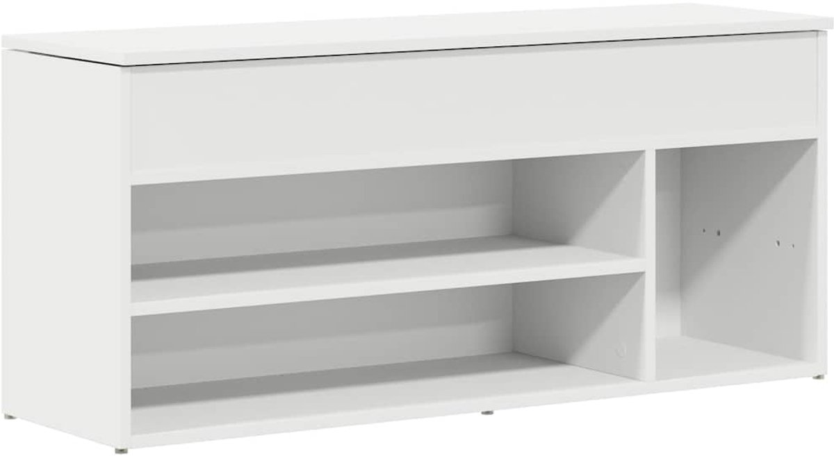 Schoenenkast | Schoenenbank | Schoenenrek 102x30,5x45 cm bewerkt hout wit (6248446696058)