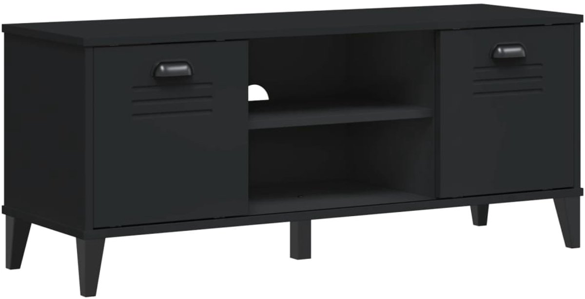 Schoenenkast | Schoenenbank | Schoenenrek VIKEN 106x35x45 cm bewerkt hout zwart (6248446697086)