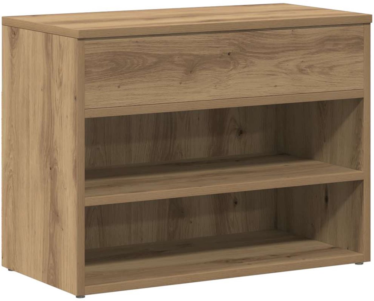Schoenenkast | Schoenenbank | Schoenenrekje 60x30x45 cm bewerkt hout artisanaal eikenkleur (6248446697123)